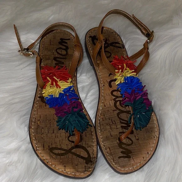 Sam Edelman Multicolor Pom-Pom Sandals - Picture 2 of 5